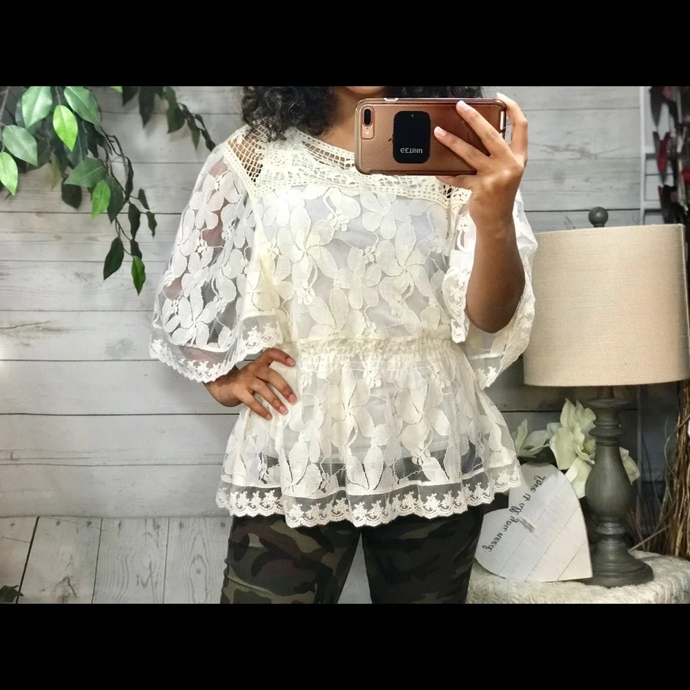 Endless designs cream lace top